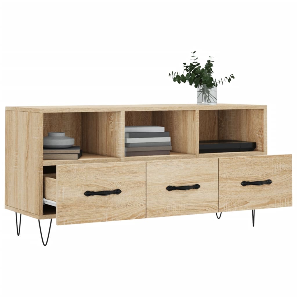 Modern Wooden TV Tele Stand Unit Cabinet With 3 Drawers & Open Storage Compartments