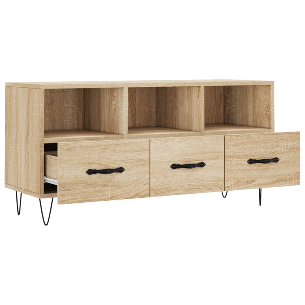Modern Wooden TV Tele Stand Unit Cabinet With 3 Drawers & Open Storage Compartments