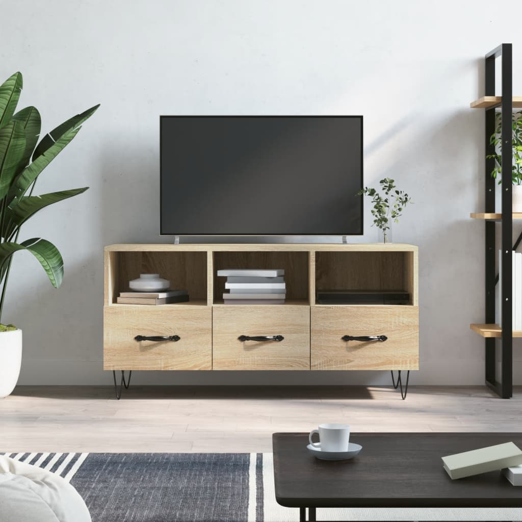 Modern Wooden TV Tele Stand Unit Cabinet With 3 Drawers & Open Storage Compartments