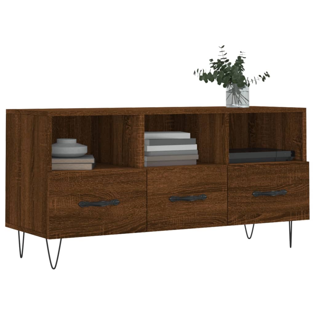Modern Wooden TV Tele Stand Unit Cabinet With 3 Drawers & Open Storage Compartments