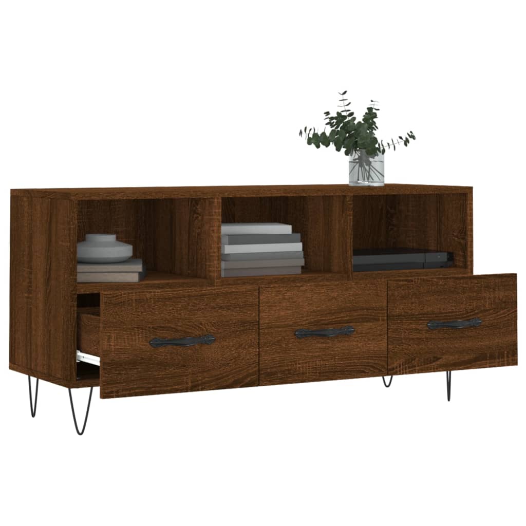 Modern Wooden TV Tele Stand Unit Cabinet With 3 Drawers & Open Storage Compartments