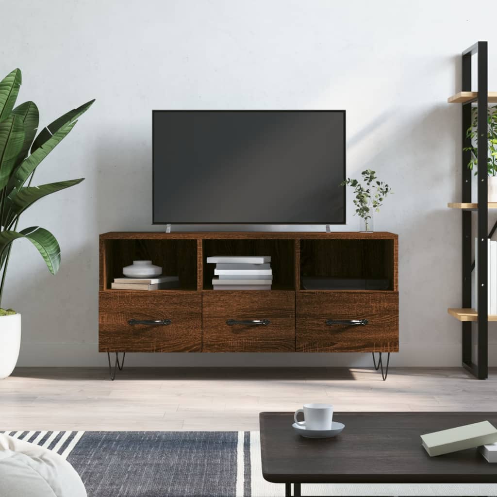 Modern Wooden TV Tele Stand Unit Cabinet With 3 Drawers & Open Storage Compartments