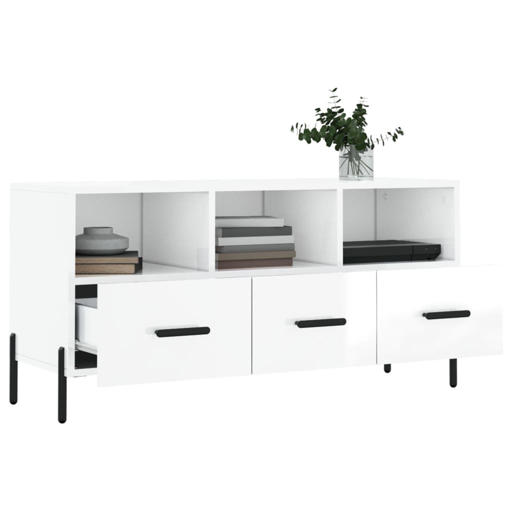Modern Wooden TV Tele Stand Unit Cabinet With 3 Drawers & Storage Compartments