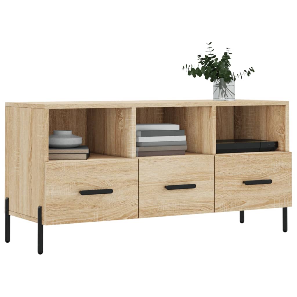 Modern Wooden TV Tele Stand Unit Cabinet With 3 Drawers & Storage Compartments