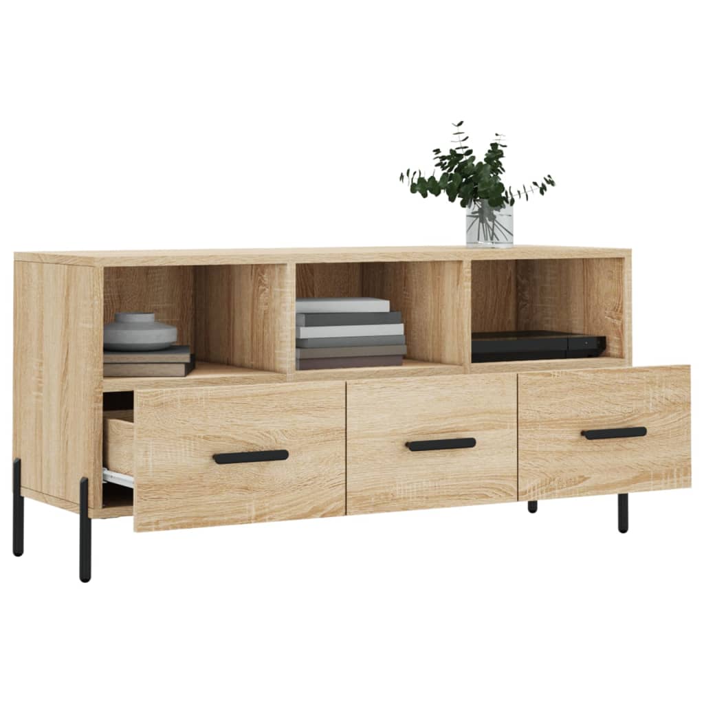 Modern Wooden TV Tele Stand Unit Cabinet With 3 Drawers & Storage Compartments