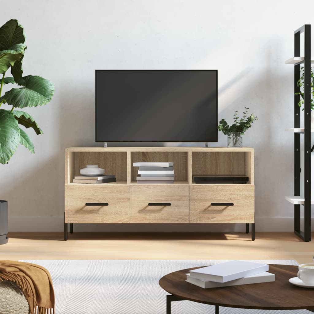 Modern Wooden TV Tele Stand Unit Cabinet With 3 Drawers & Storage Compartments