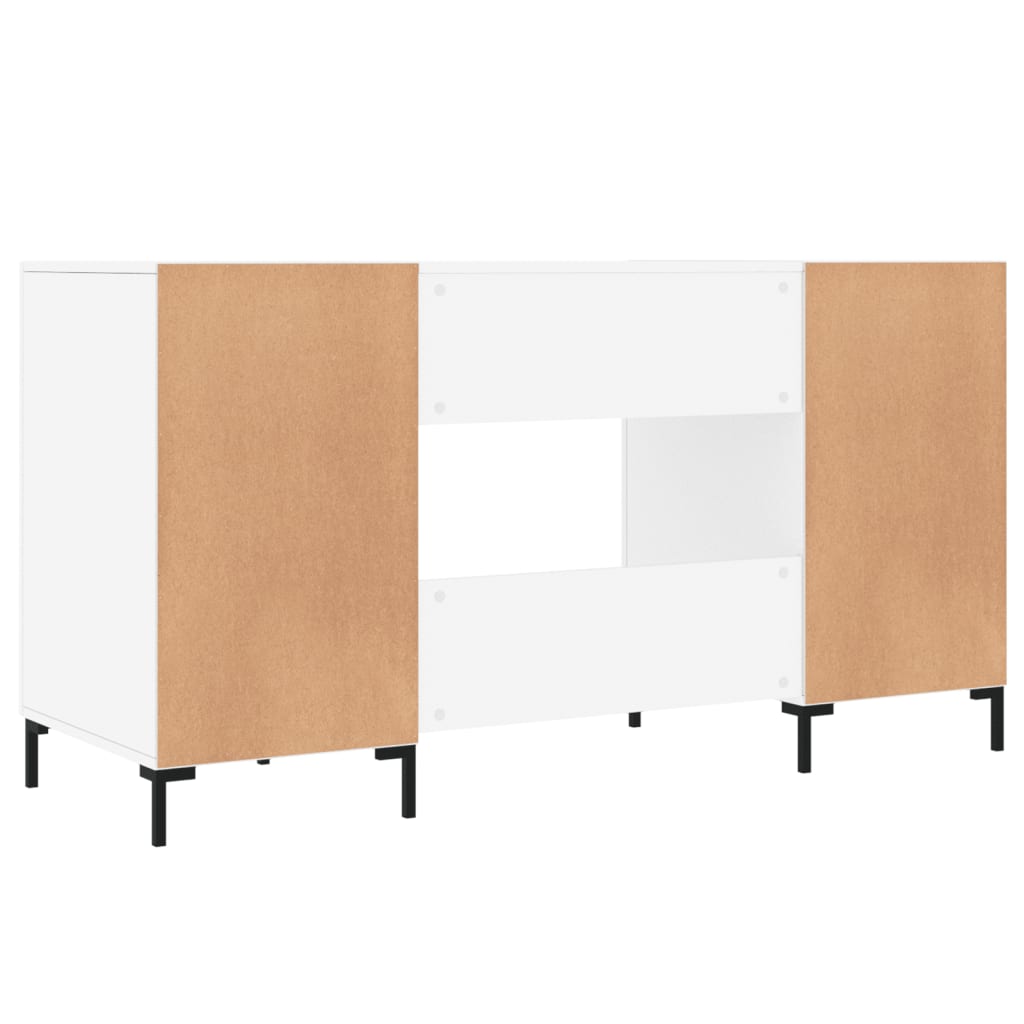 Desk High Gloss White 140x50x75 cm Engineered Wood