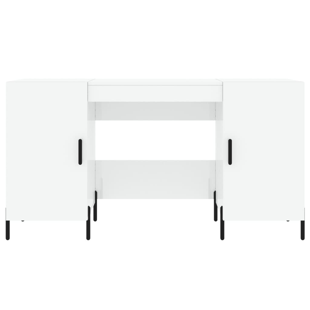 Desk High Gloss White 140x50x75 cm Engineered Wood