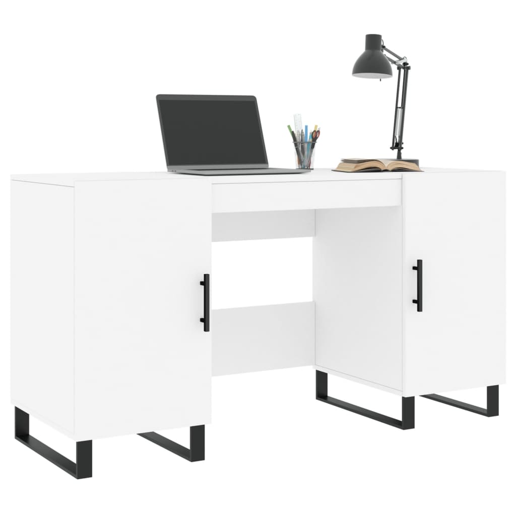 Modern Wooden Home Office Computer Table Desk With 2 Storage Cupboards Wood