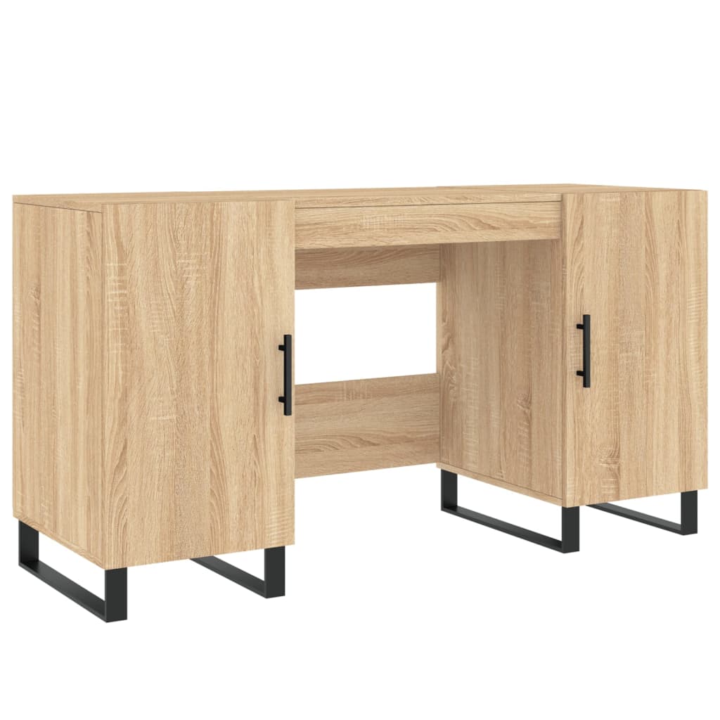 Modern Wooden Home Office Computer Table Desk With 2 Storage Cupboards Wood