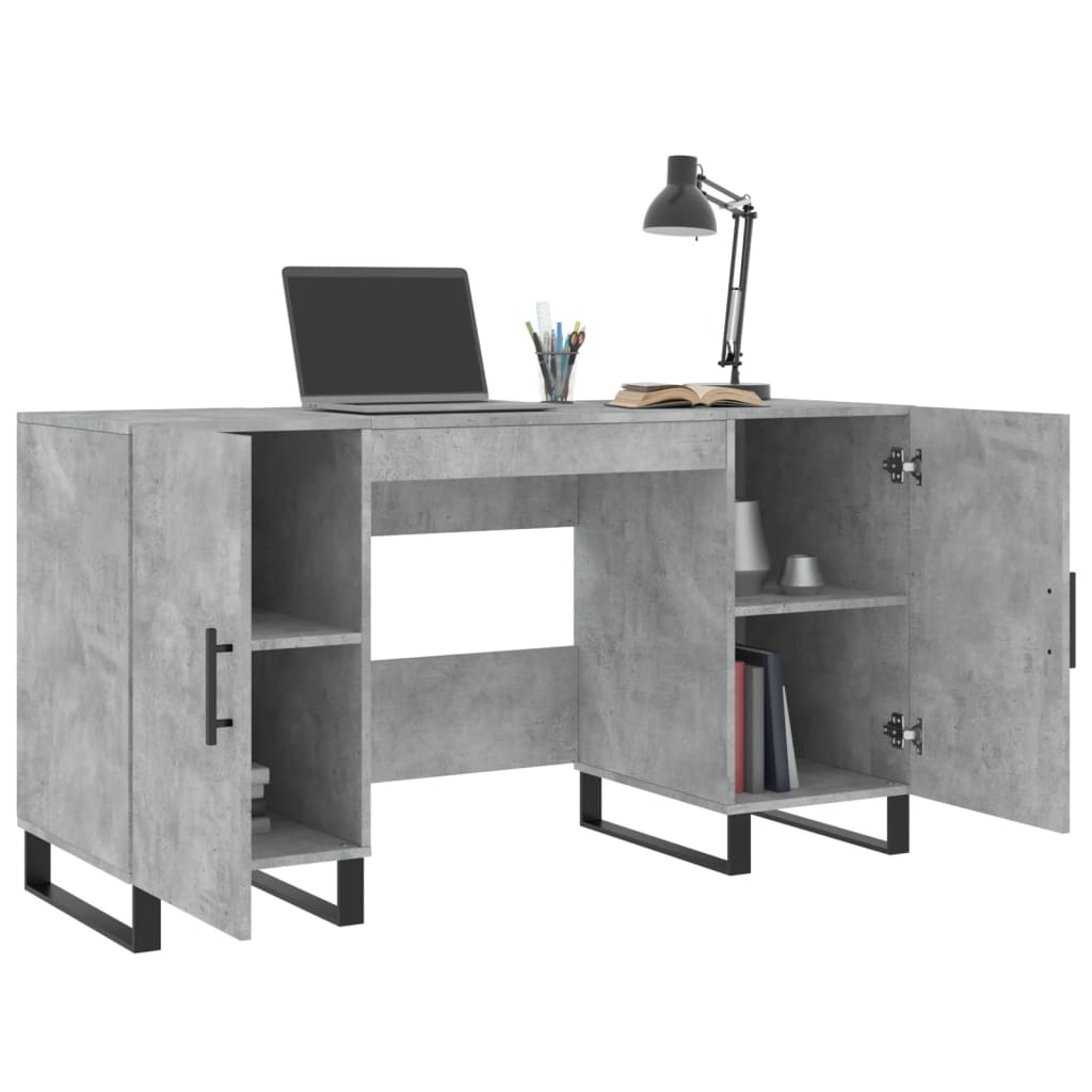 Modern Wooden Home Office Computer Table Desk With 2 Storage Cupboards Wood