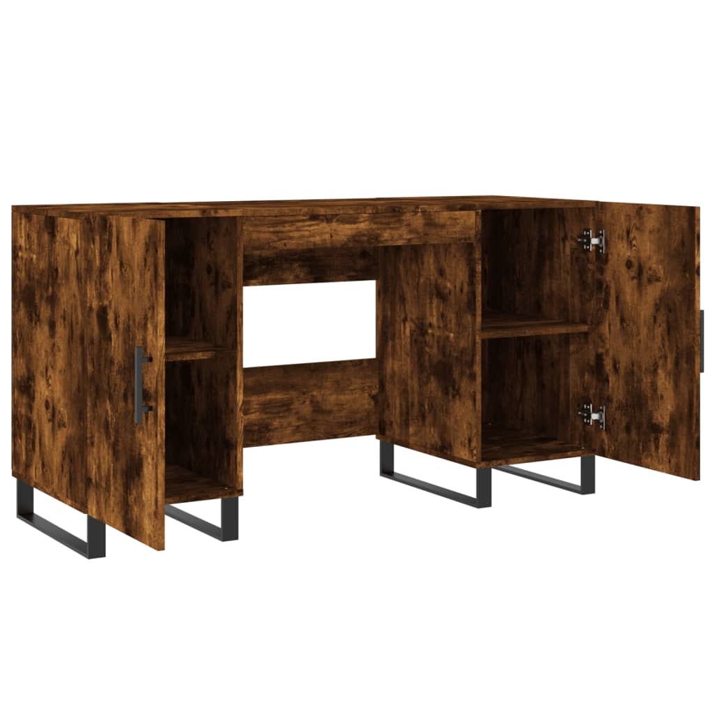 Modern Wooden Home Office Computer Table Desk With 2 Storage Cupboards Wood