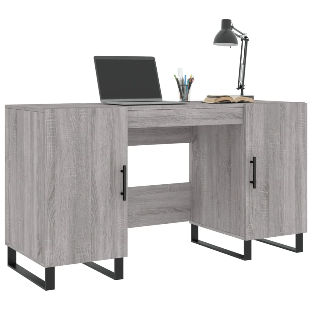 Modern Wooden Home Office Computer Table Desk With 2 Storage Cupboards Wood