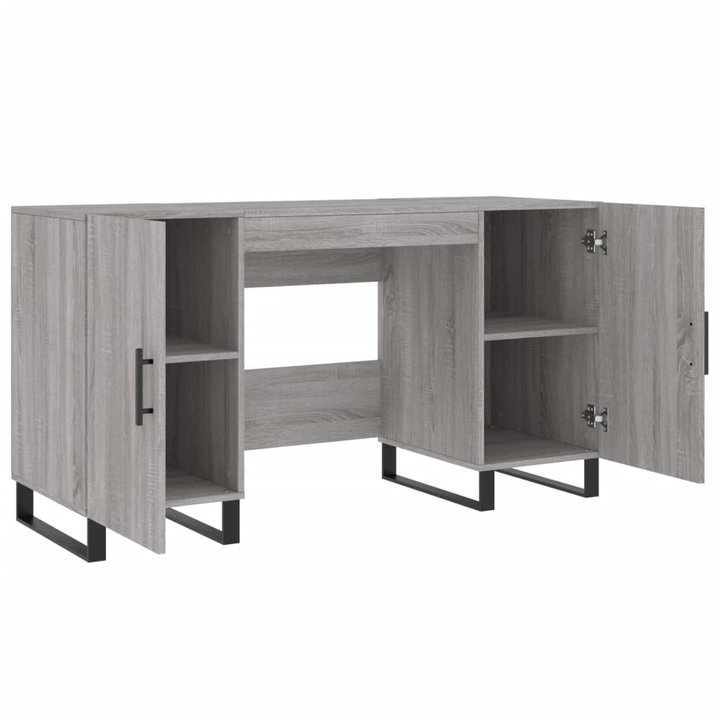 Modern Wooden Home Office Computer Table Desk With 2 Storage Cupboards Wood