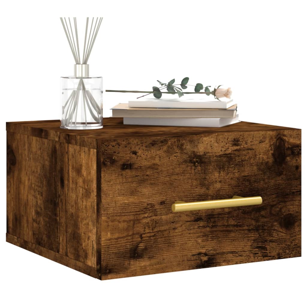 Wall-mounted Bedside Cabinet Smoked Oak 35x35x20 cm