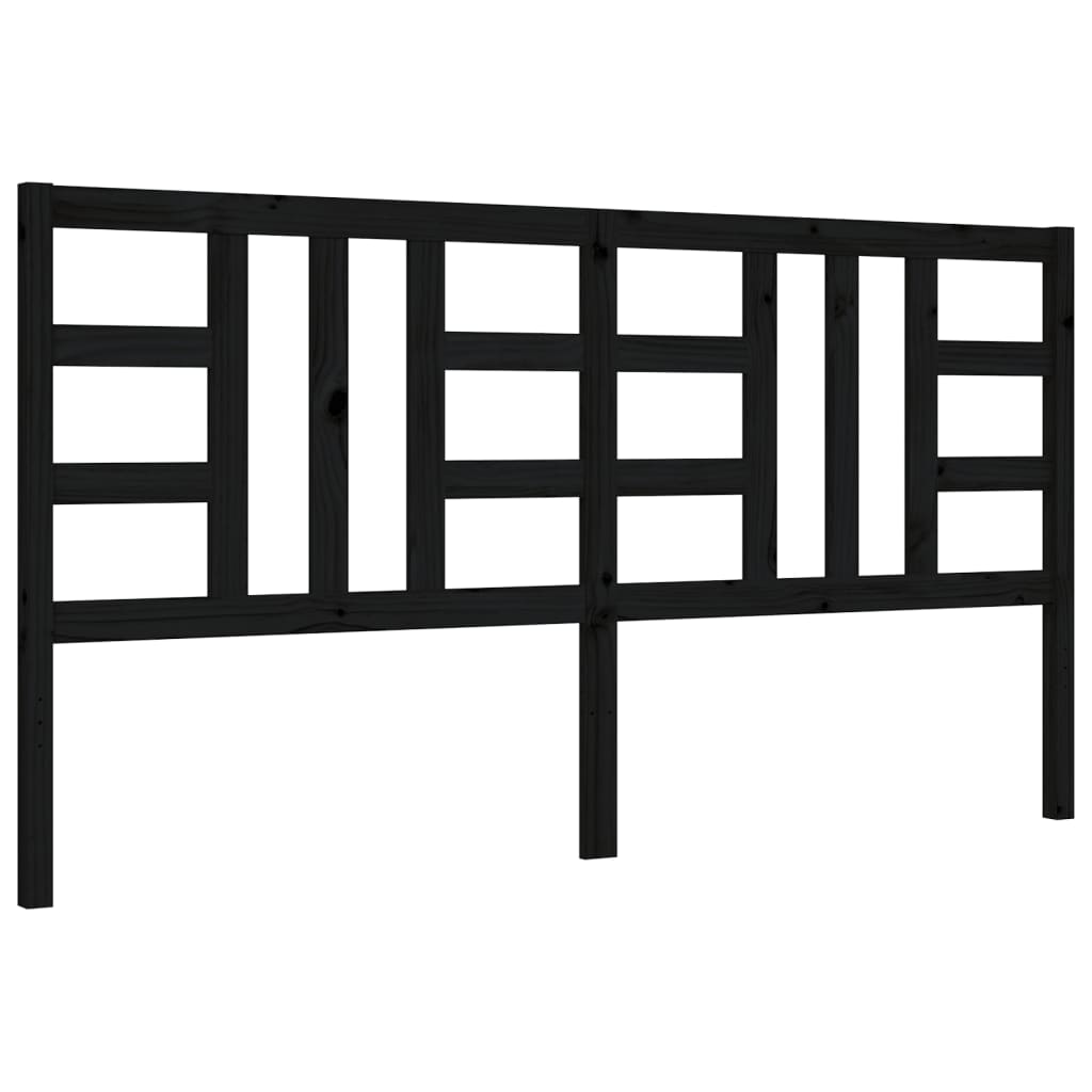 Bed Frame without Mattress Black Solid Wood Pine