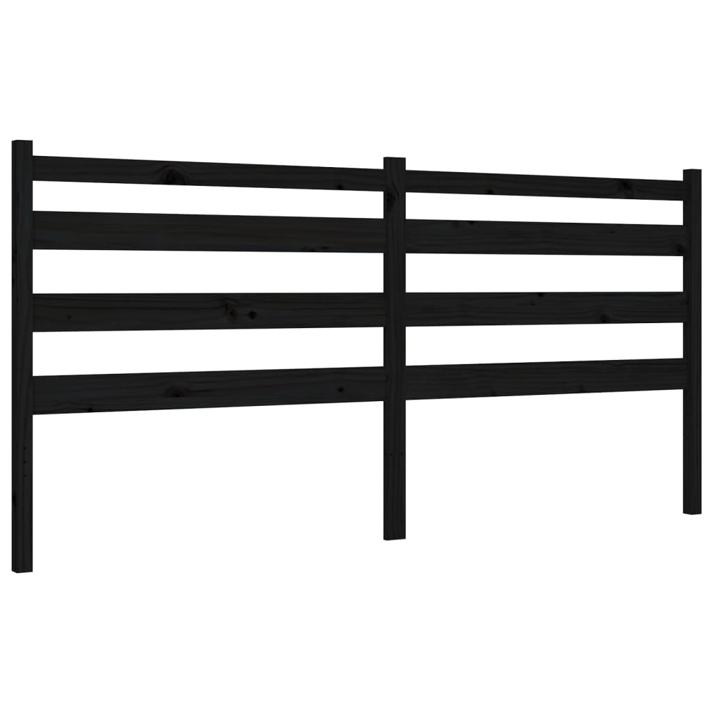 Bed Frame without Mattress Black Solid Wood Pine