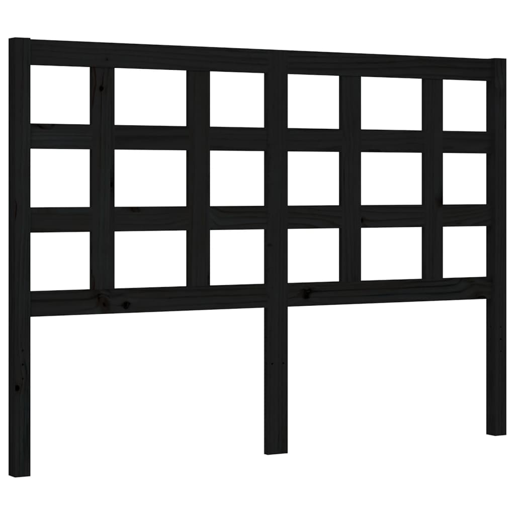 Bed Frame without Mattress Black Double Solid Wood Pine