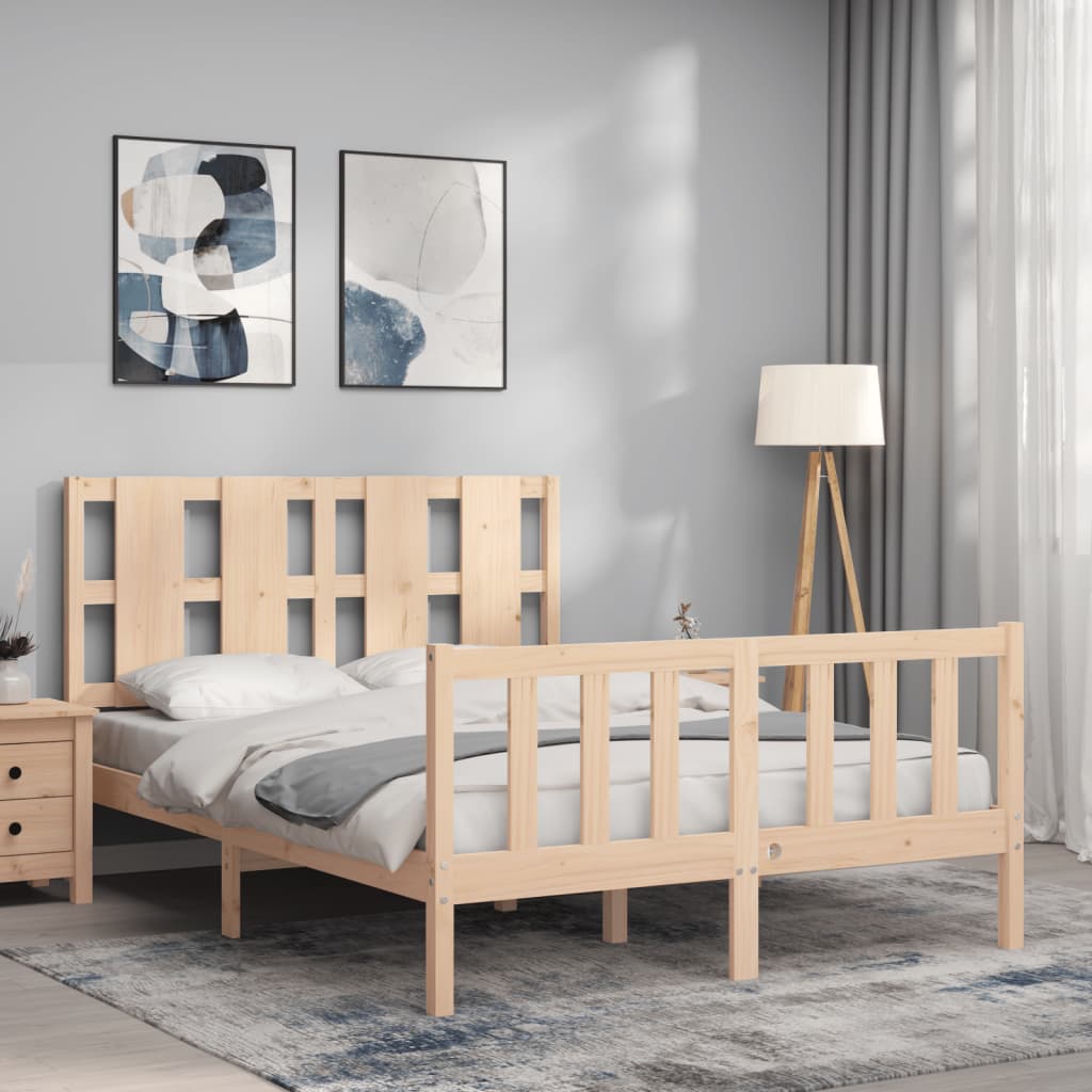 Bed Frame without Mattress Double Solid Wood Pine