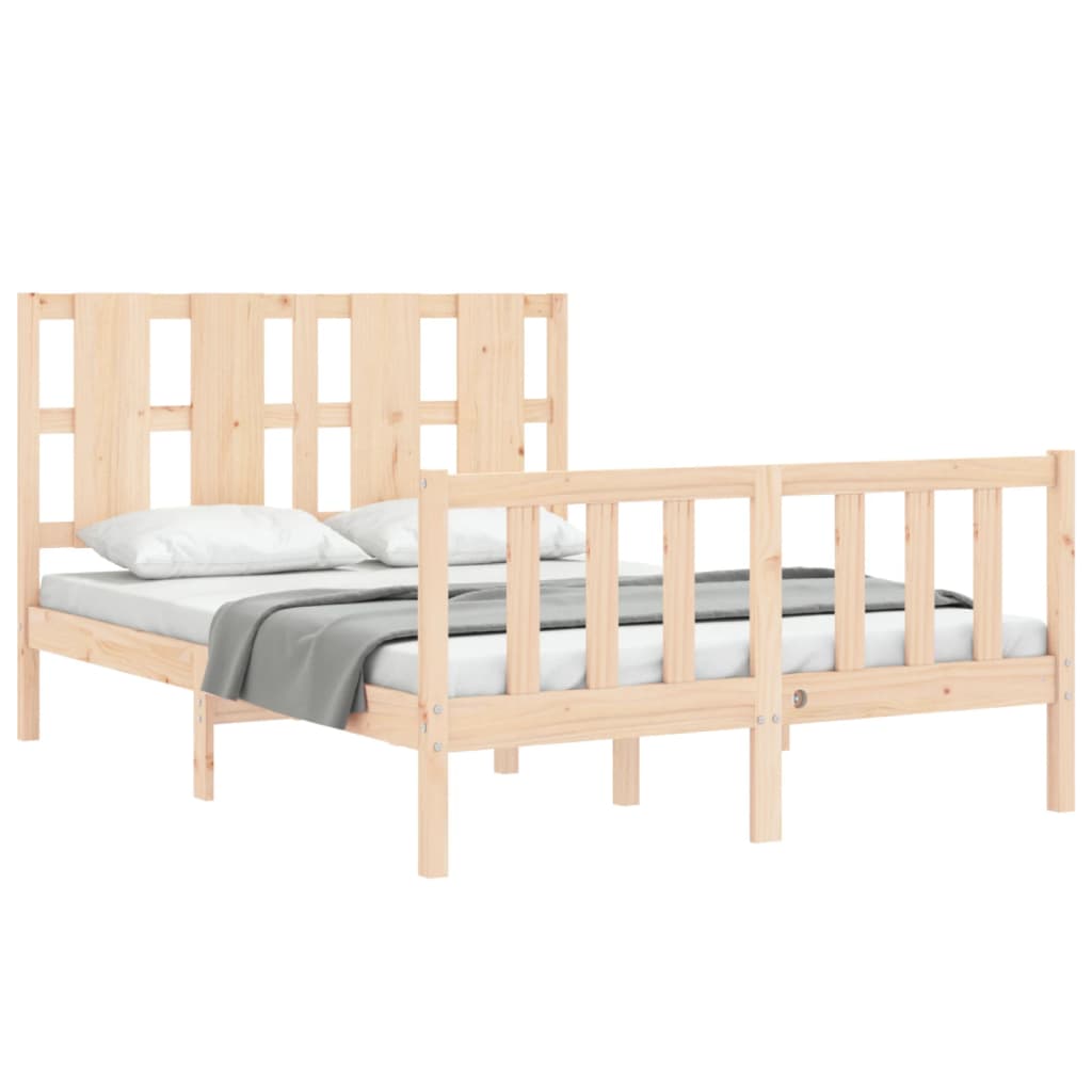 Bed Frame without Mattress Double Solid Wood Pine