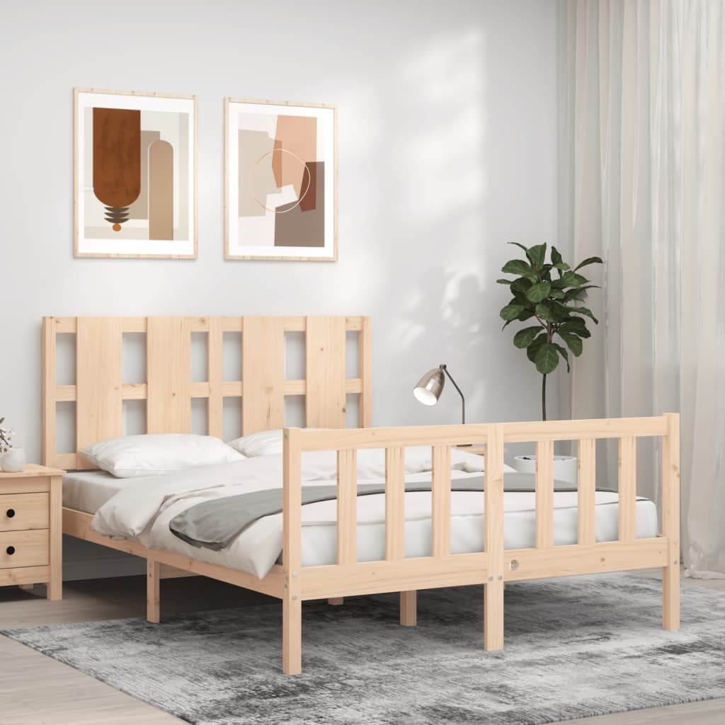 Bed Frame without Mattress Double Solid Wood Pine