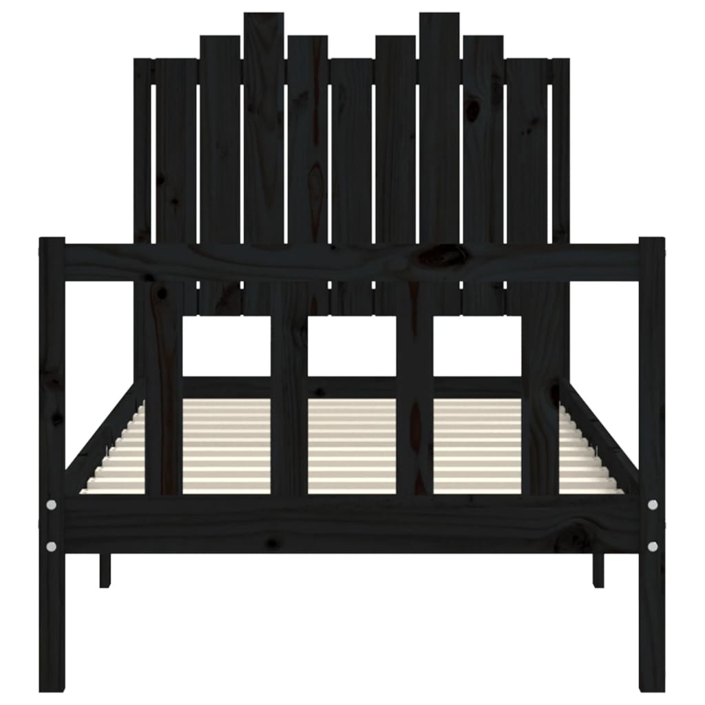 Bed Frame without Mattress Black 90x190 cm Single Solid Wood Pine