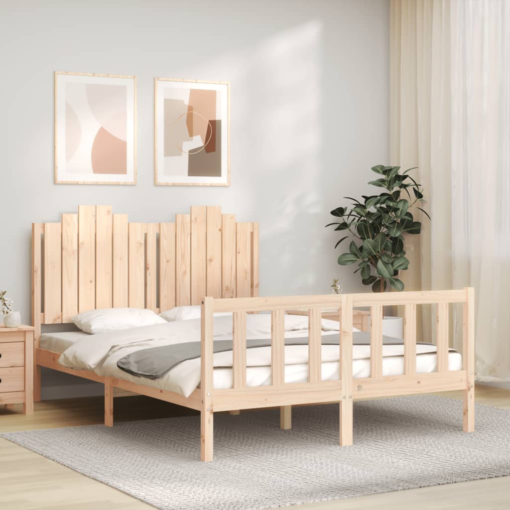 Bed Frame without Mattress 140x190 cm Solid Wood Pine
