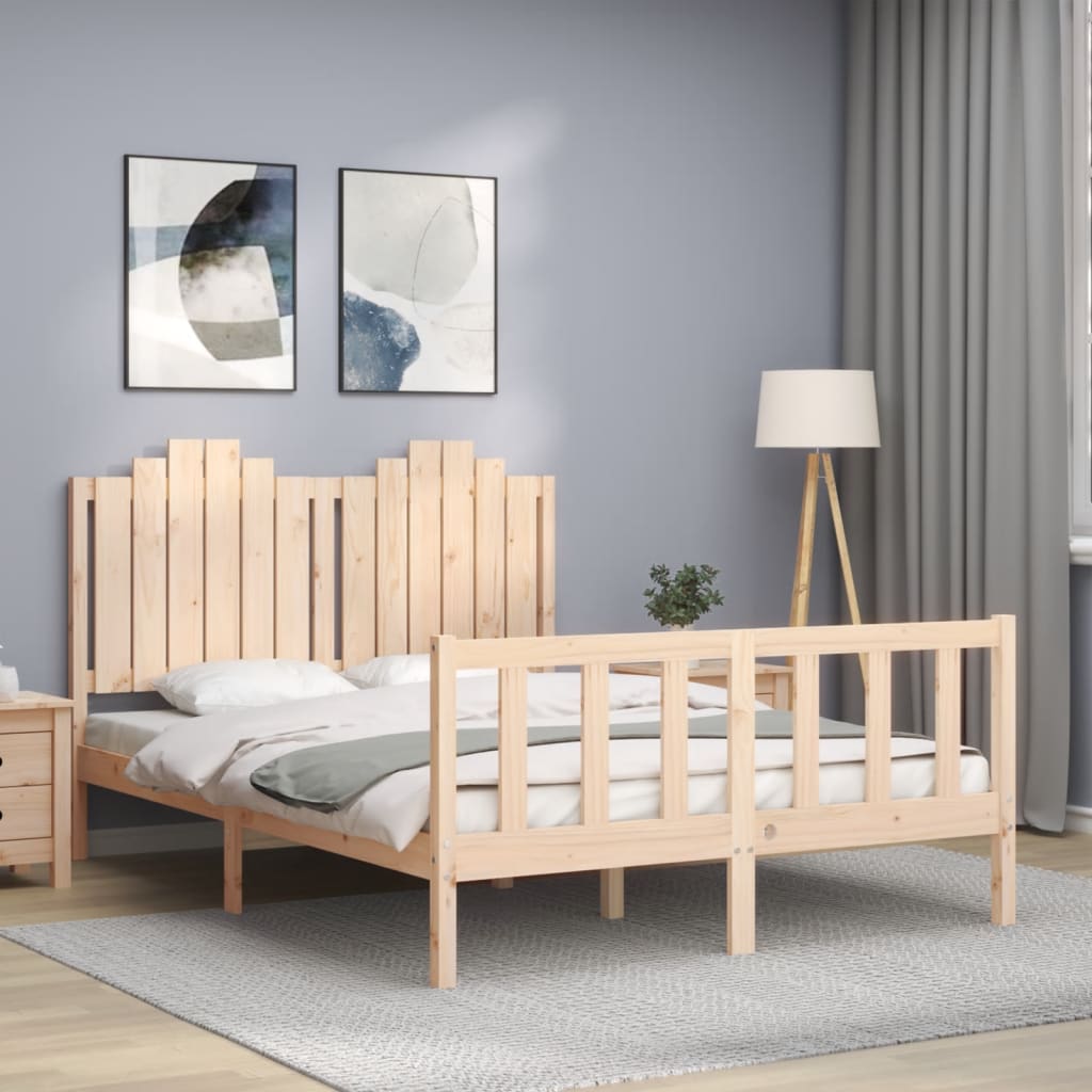 Bed Frame without Mattress 140x190 cm Solid Wood Pine