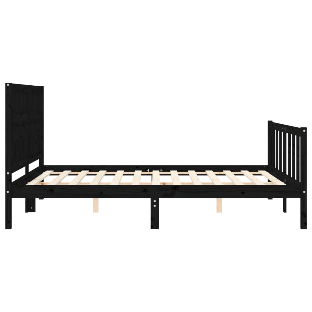 Bed Frame without Mattress Black King Size Solid Wood Pine