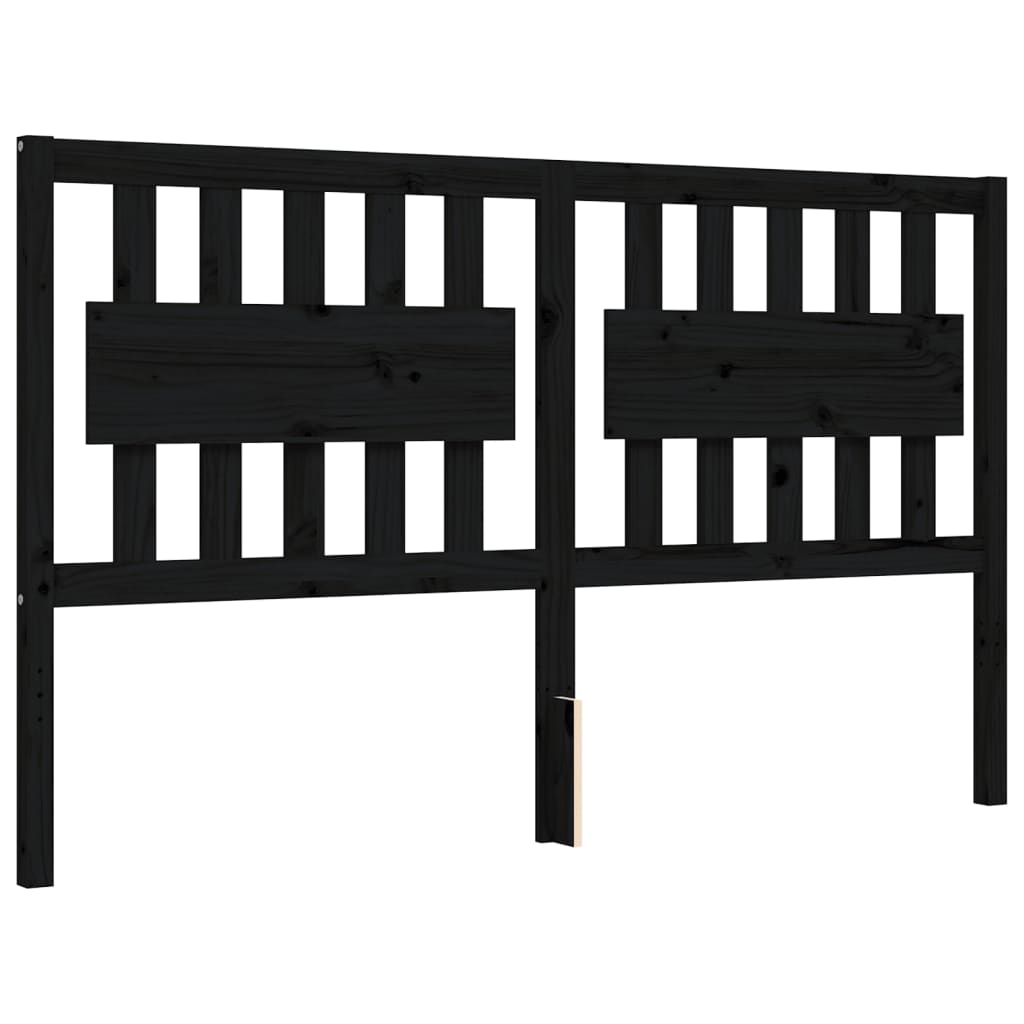 Bed Frame without Mattress Black King Size Solid Wood Pine