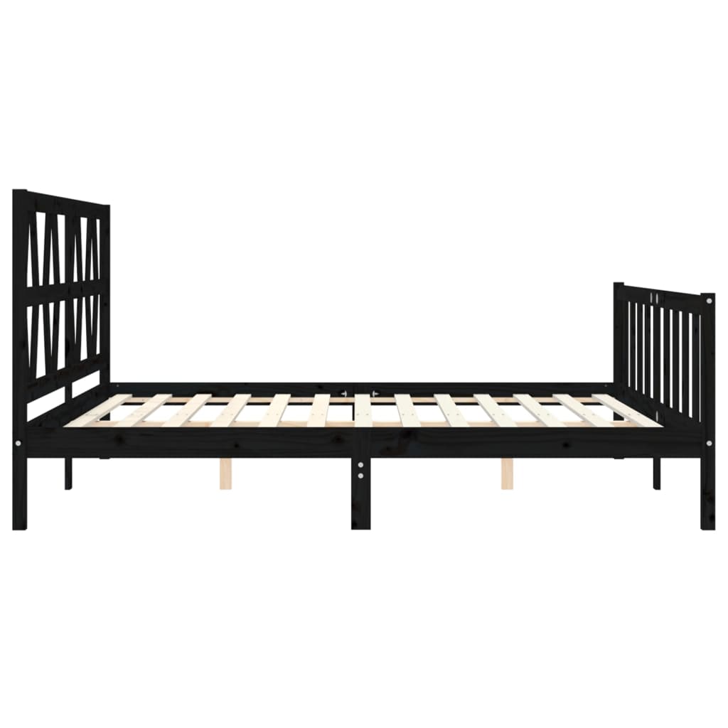 Bed Frame without Mattress Black Super King Size Solid Wood Pine