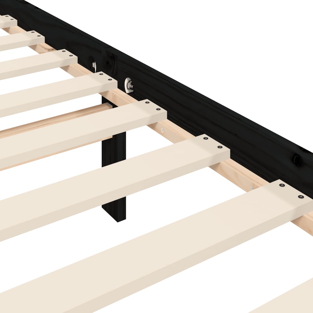 Bed Frame without Mattress Black Super King Size Solid Wood Pine