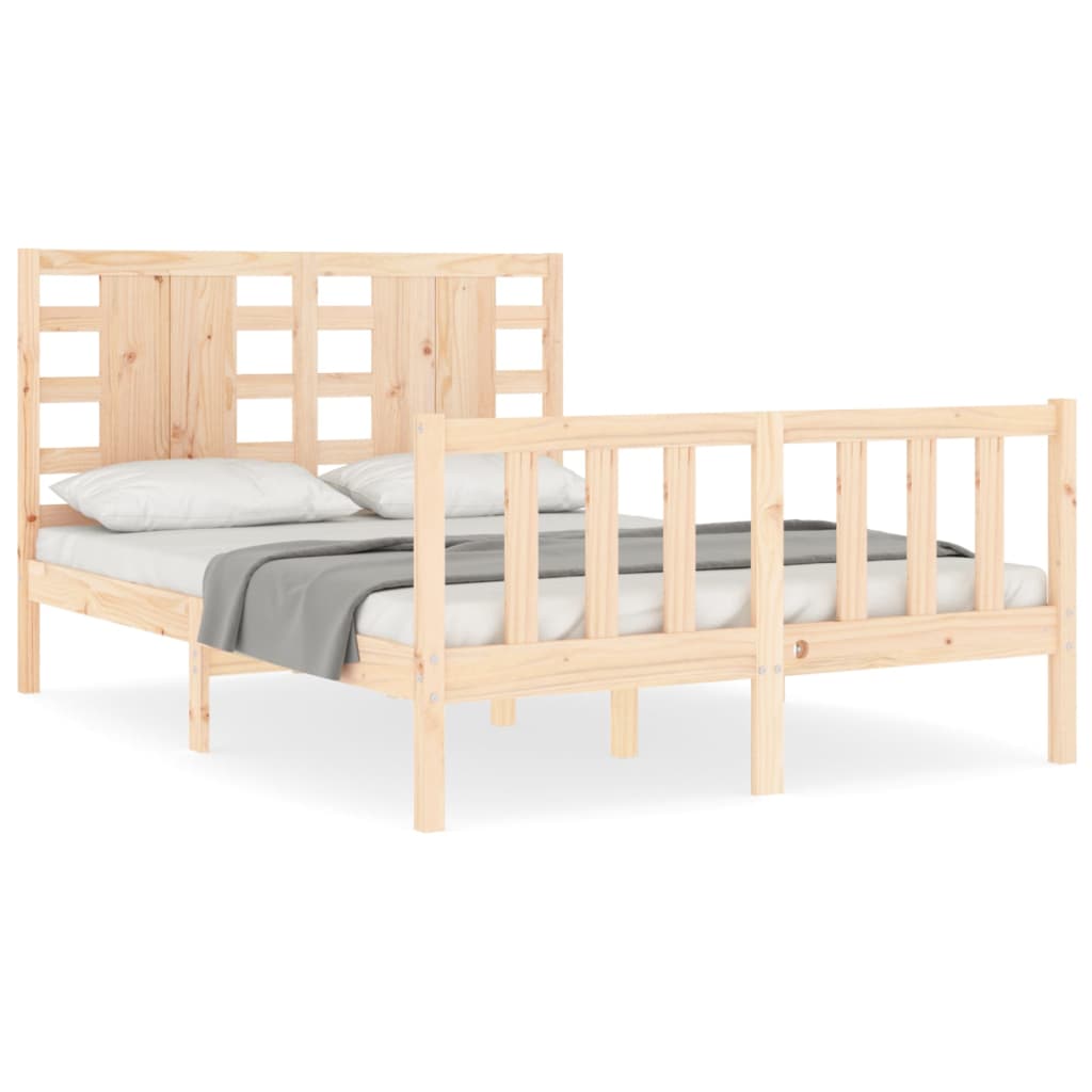 Bed Frame without Mattress Double Solid Wood Pine
