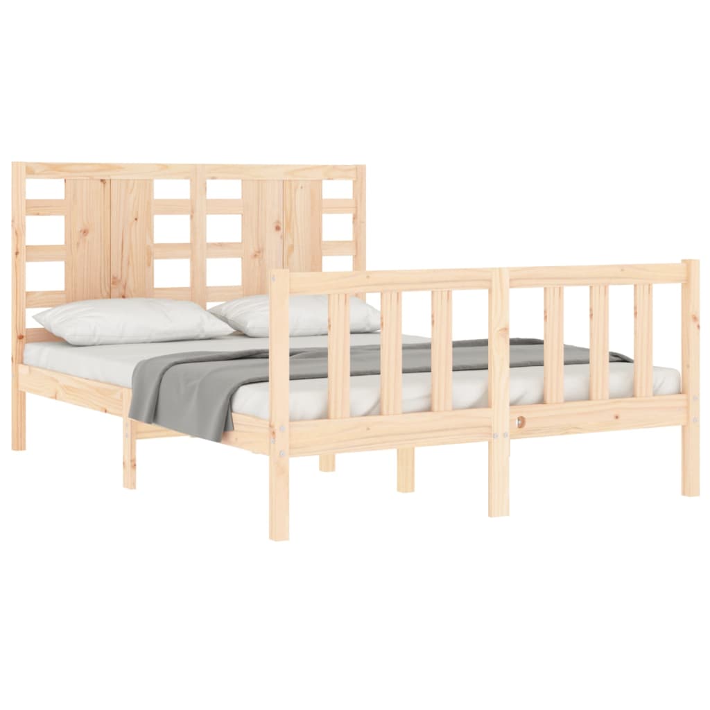 Bed Frame without Mattress Double Solid Wood Pine