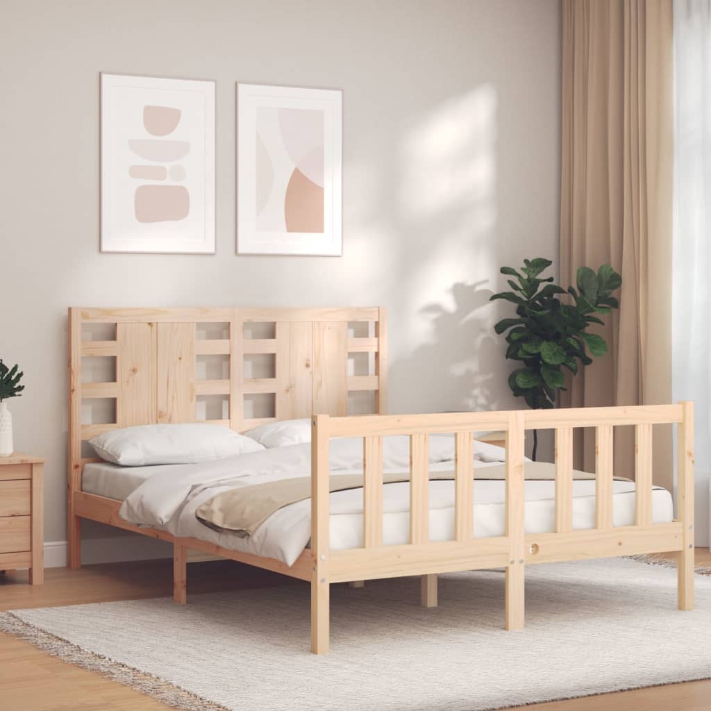 Bed Frame without Mattress Double Solid Wood Pine