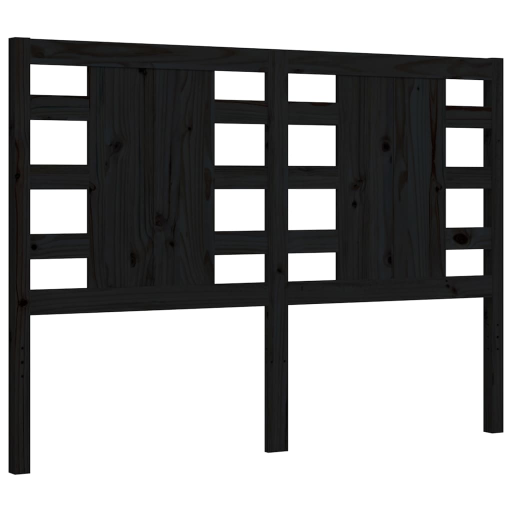 Bed Frame without Mattress Black Double Solid Wood Pine