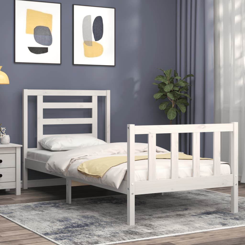 Bed Frame without Mattress White 90x200 cm Solid Wood Pine