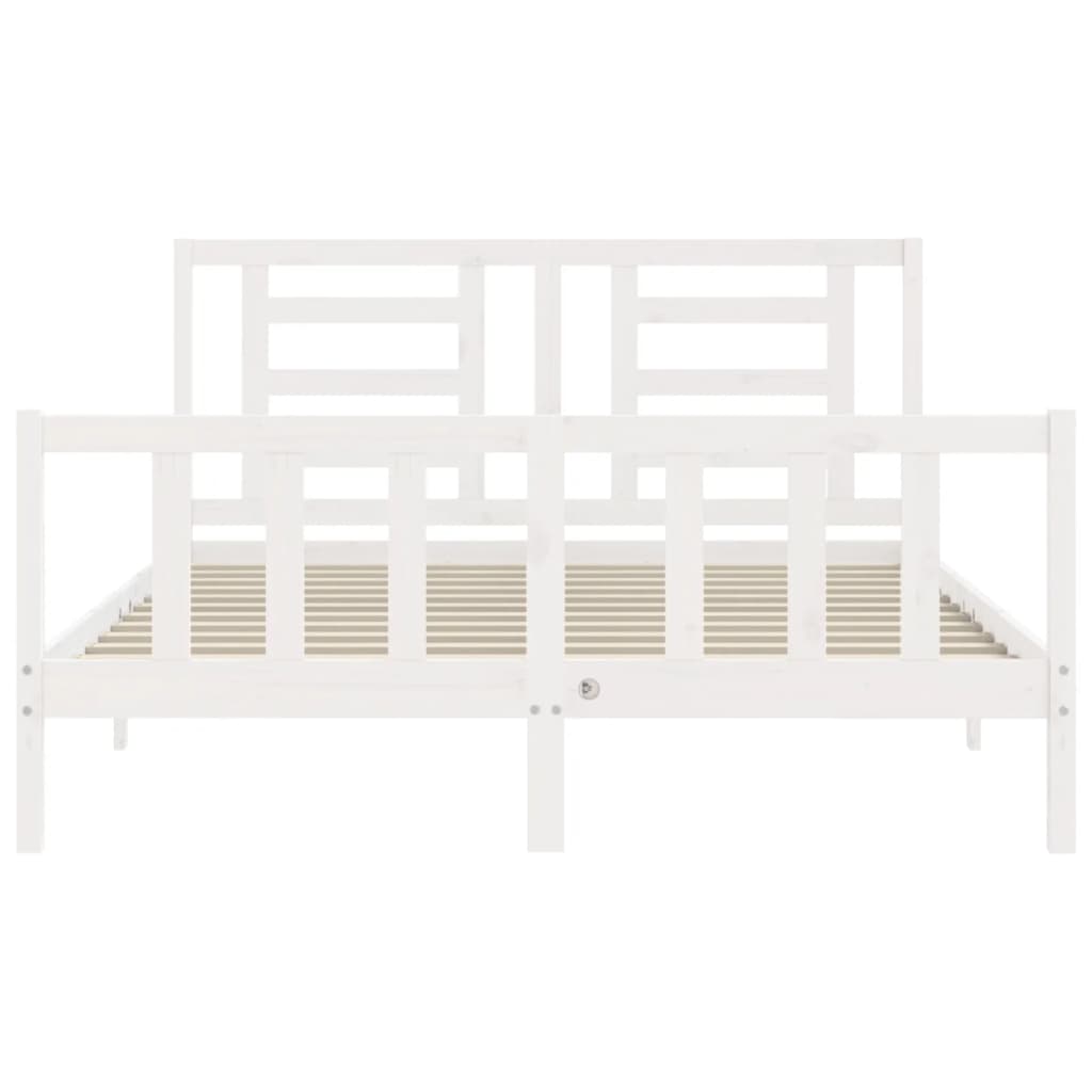 Bed Frame without Mattress White King Size Solid Wood Pine