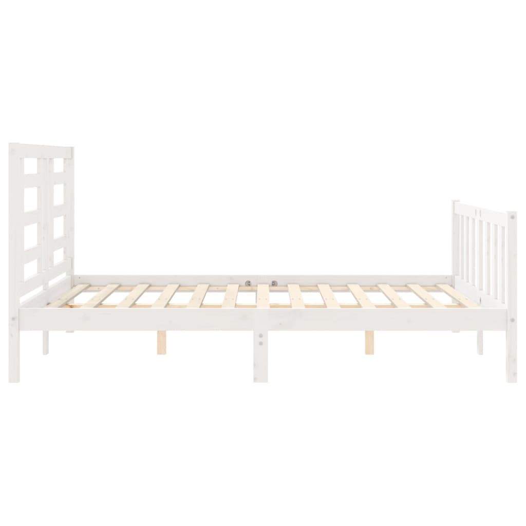 Bed Frame without Mattress White King Size Solid Wood Pine