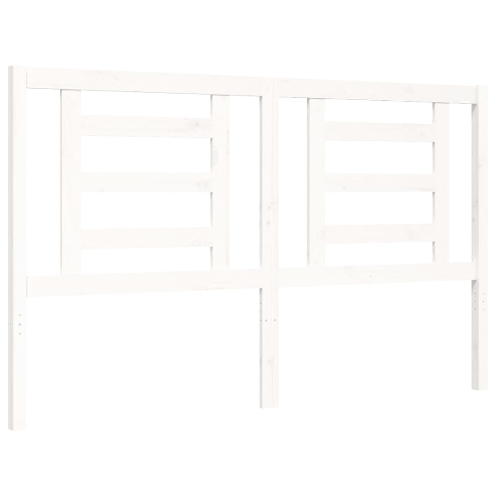 Bed Frame without Mattress White King Size Solid Wood Pine