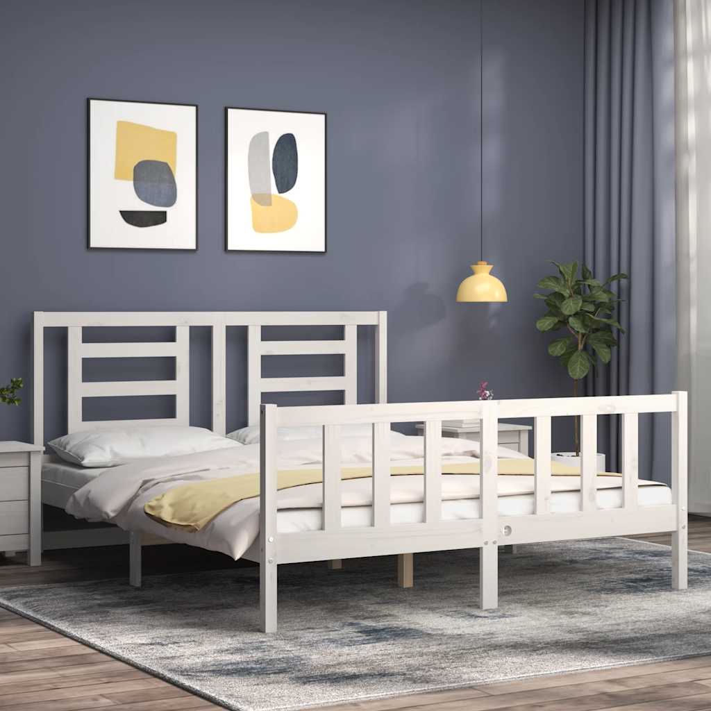 Bed Frame without Mattress White 160x200 cm Solid Wood Pine