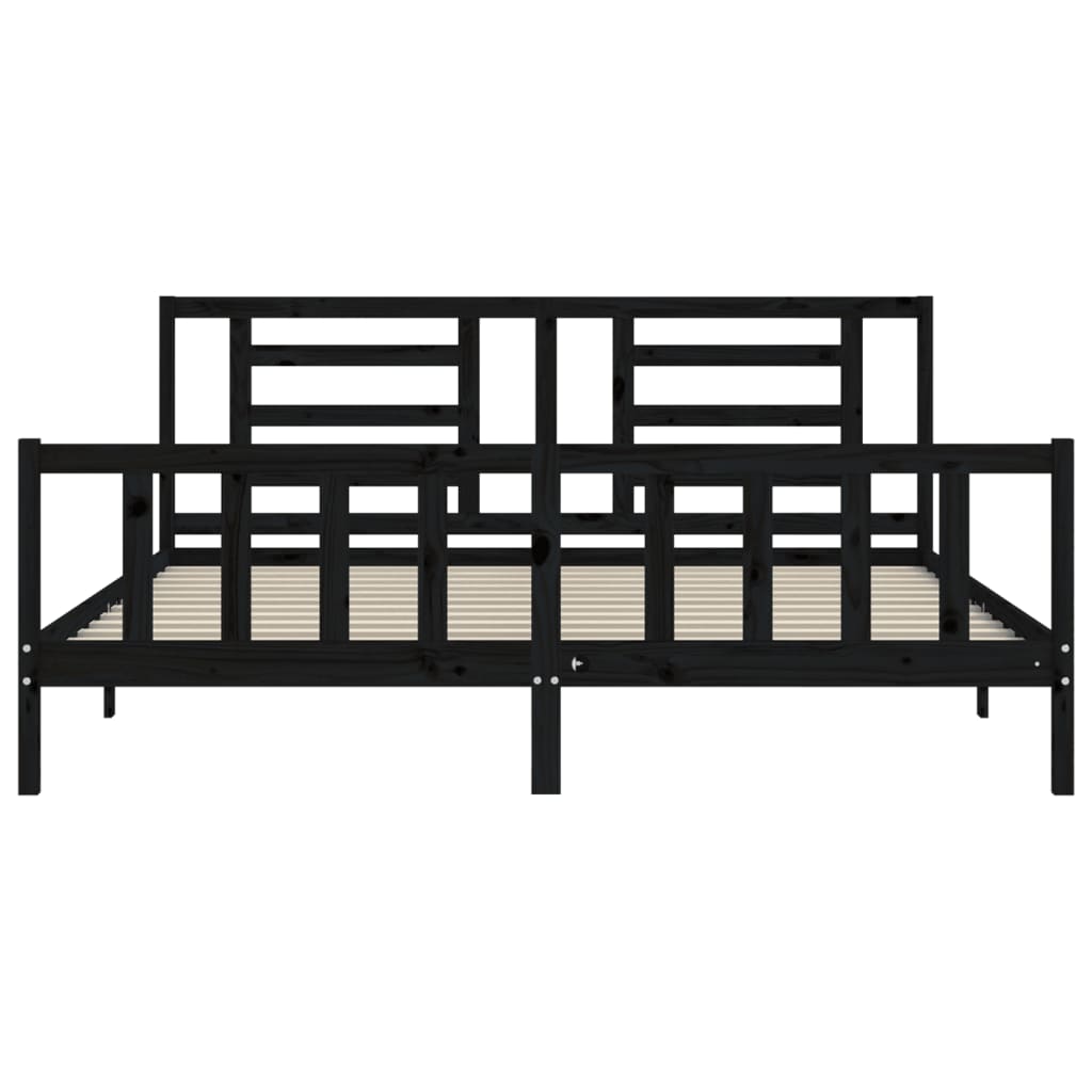 Bed Frame without Mattress Black Super King Size Solid Wood Pine