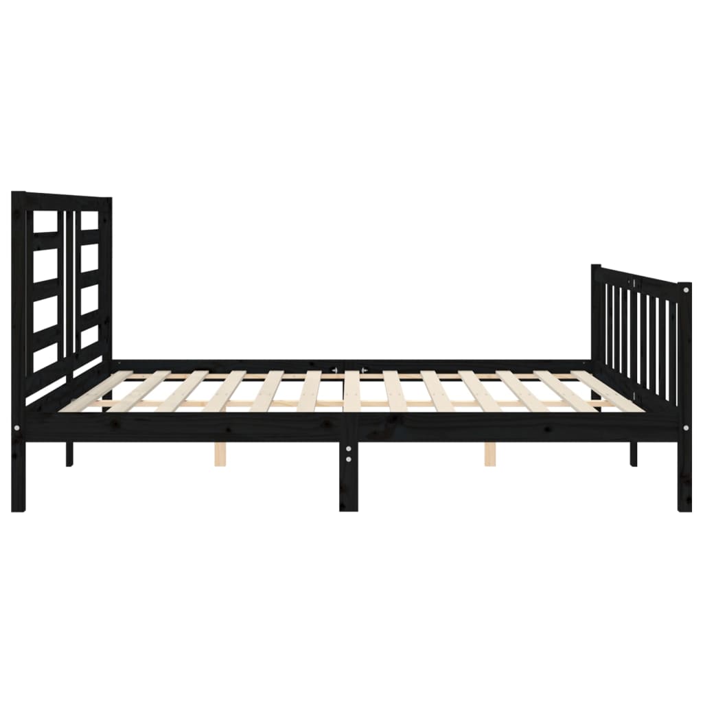 Bed Frame without Mattress Black Super King Size Solid Wood Pine
