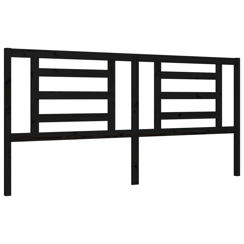 Bed Frame without Mattress Black Super King Size Solid Wood Pine