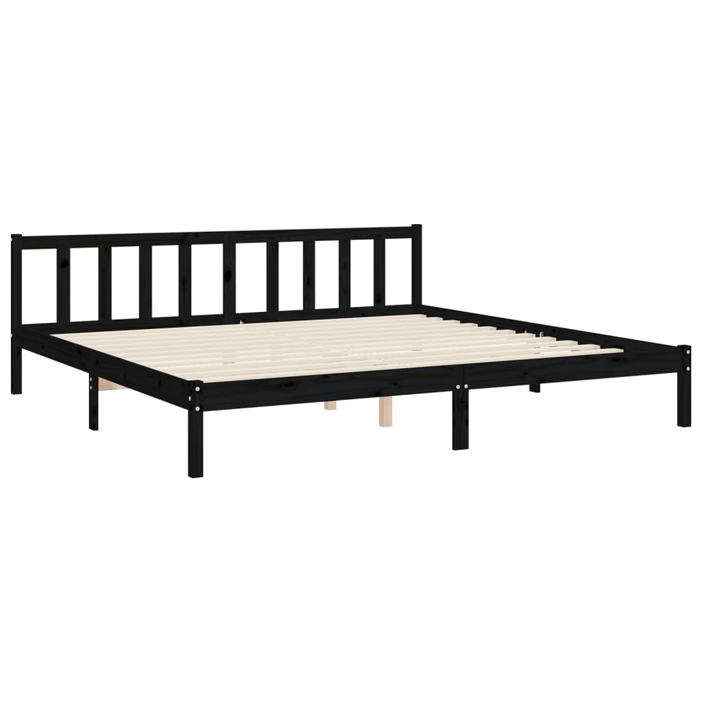 Bed Frame without Mattress Black Super King Size Solid Wood Pine