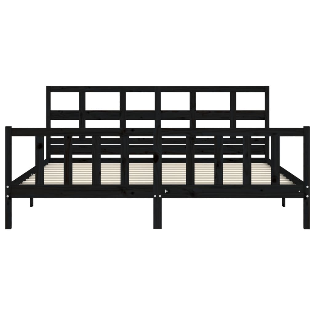 Bed Frame without Mattress Black Super King Size Solid Wood Pine