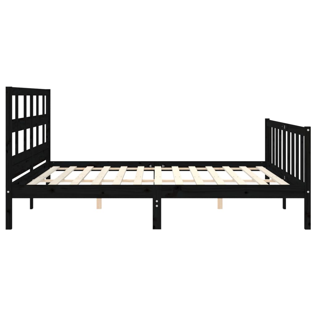 Bed Frame without Mattress Black Super King Size Solid Wood Pine