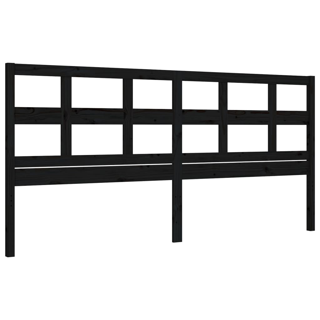 Bed Frame without Mattress Black Super King Size Solid Wood Pine