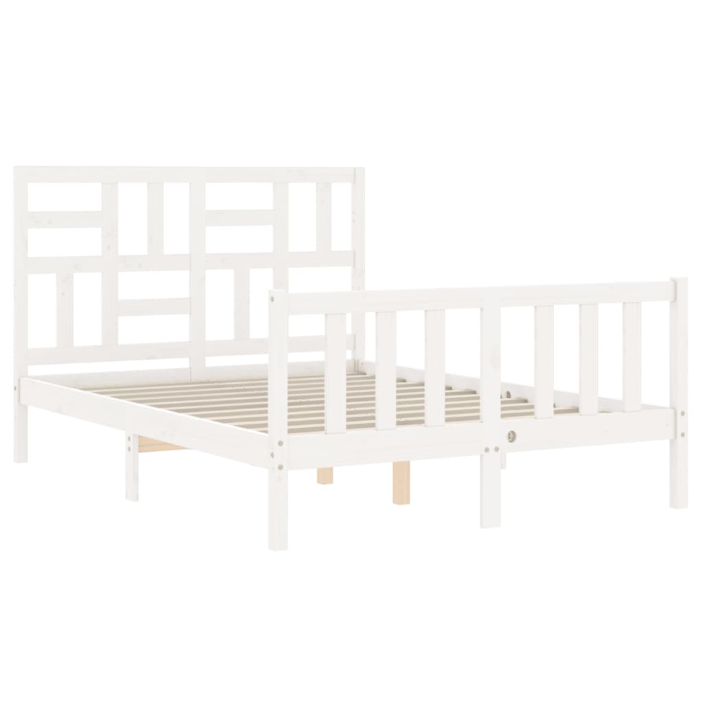 Bed Frame without Mattress White Small Double Solid Wood Pine