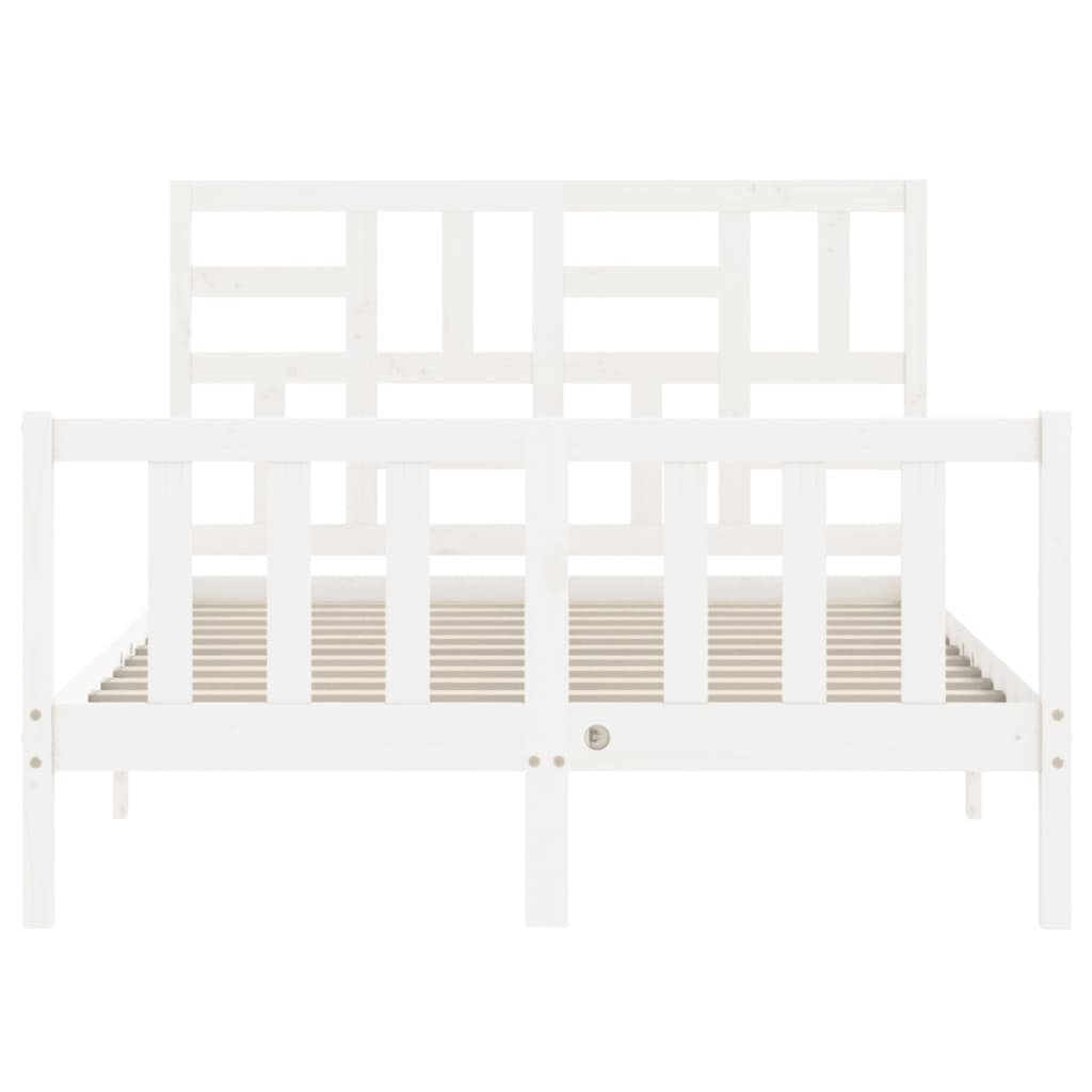 Bed Frame without Mattress White Small Double Solid Wood Pine